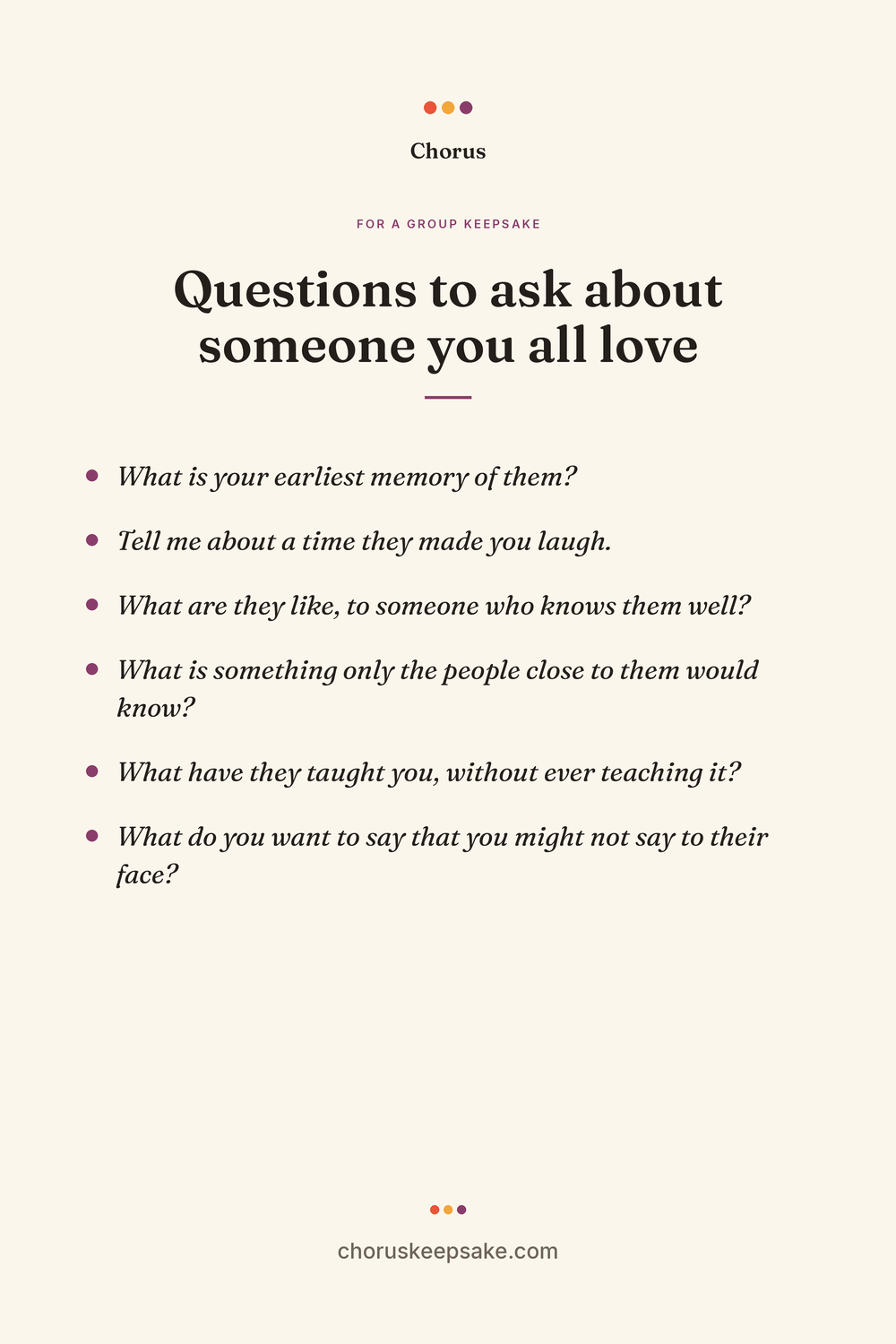 Questions to ask about someone you love